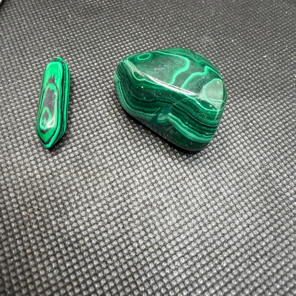 Set of 2  Green Malachite Stones Chakra Rock